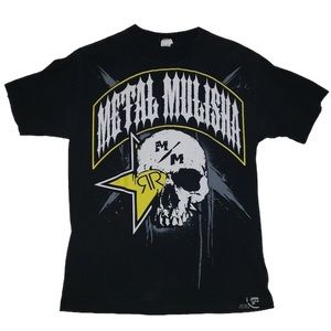 Vintage Metal Mulisha x Rockstar T-Shirt Faded Black Skull Graphic Tee